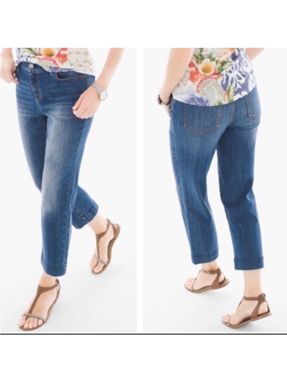 Chico’s Platinum Straight Crop Blue Jeans Size‎ 2 (12)